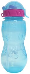 Бутылка для воды детская, с трубочкой, пластик, 400 мл, голубой