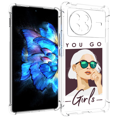 Чехол MyPads Девушка-в-очках-с-белыми-волосами женский для Vivo X Note 5G задняя-панель-накладка-бампер