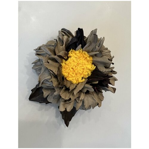 Брошь, коричневый, желтый