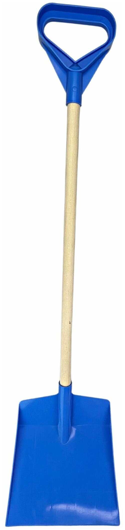 Лопата детская, с деревянной ручкой, для снега и песка, синяя, размер лопаты - 20 х 5 х 85 см.