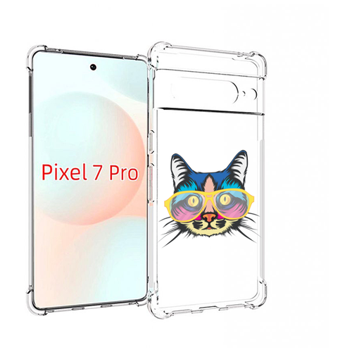 Чехол MyPads кот-в-очках-с-желтой-оправой для Google Pixel 7 Pro задняя-панель-накладка-бампер