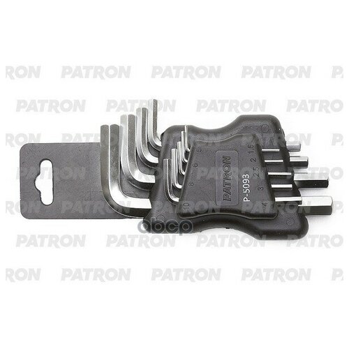 Набор ключей 6-гранных Г-образных, 9пр. (1.5, 2, 2.5, 3, 4, 5, 6, 8, 10мм) в пластиковом держателе PATRON P-5093 patron p 5093 набор ключей hex г образных коротких 9 пр 1 5 2 2 5 3 4 5 6 8 10 мм в пласт держателе