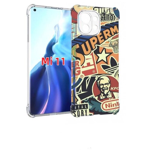 Чехол MyPads Лейблы-на-постере для Xiaomi Mi 11 (экран 6.81) задняя-панель-накладка-бампер