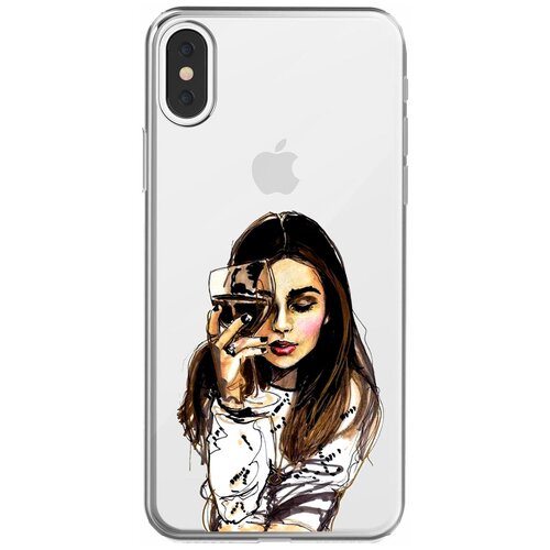 Силиконовый чехол Mcover для Apple iPhone X с рисунком Девушка и вино силиконовый чехол mcover для apple iphone 7 plus с рисунком девушка и вино