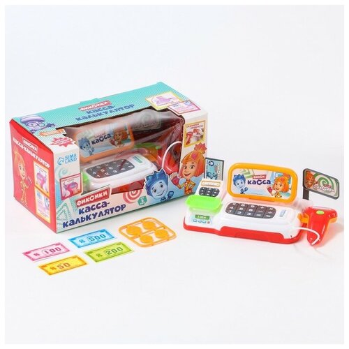 Игровая касса-калькулятор Фиксики звук, свет, 2 батарейки типа АА в комплекте, в коробке (666-10)