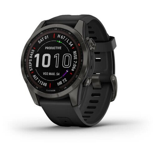 Часы Garmin Fenix 7s Sapphire Solar титановый угольно-серый DLC с силиконовым ремешком 010-02539-25 9999000₽