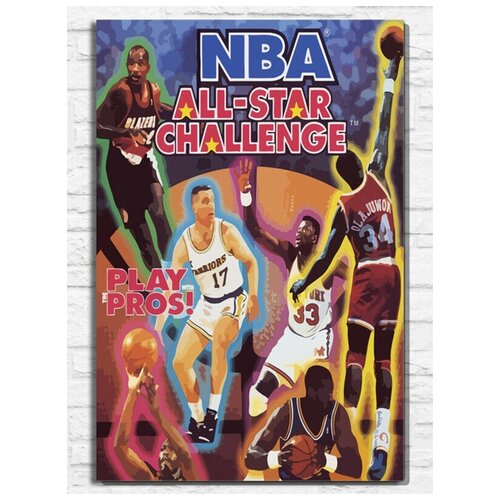 Картина по номерам на холсте игра NBA All Star Challenge (Sega, Сега, 16 bit, 16 бит, ретро приставка) - 9956 В 60x40