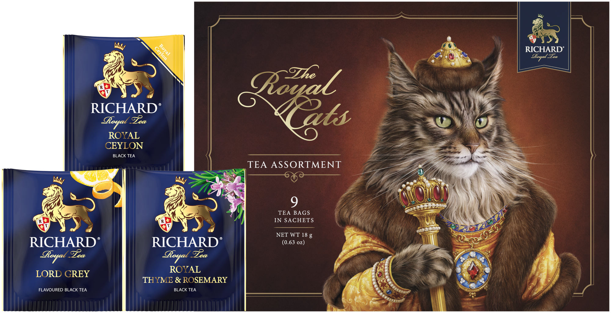 Чай RICHARD "The Royal Cats. Maine Coon" ассорти черного чая в сашетах, 18 г - фотография № 3