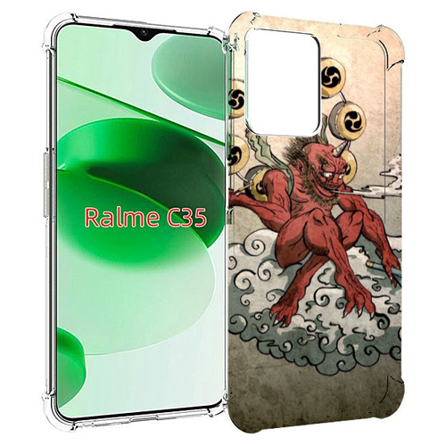 Чехол MyPads красный чертик на облаке для Realme C35 / Narzo 50A Prime задняя-панель-накладка-бампер
