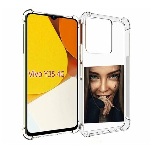 Чехол MyPads девушка улыбается женский для Vivo Y35 4G 2022 / Vivo Y22 задняя-панель-накладка-бампер