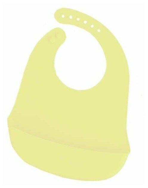 Нагрудник силиконовый на кнопках с карманом без рисунка однотонный , цвет светло-желтый