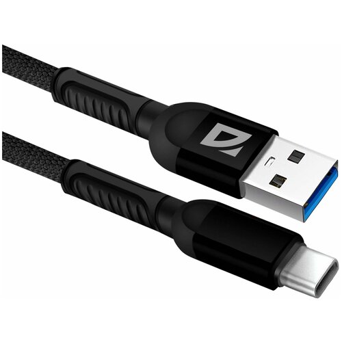 USB кабель Defender F167 TypeC черный, 1м, 2.4А, ткань, пакет