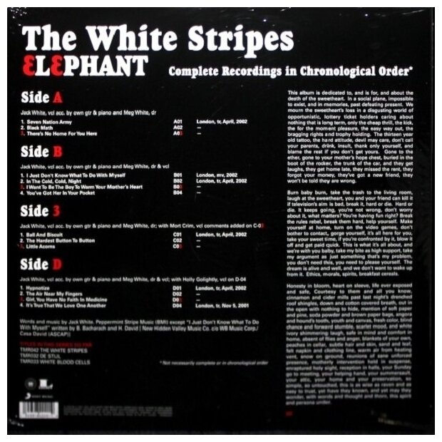 Виниловая пластинка White Stripes, The, Elephant (0194398424019) Sony - фото №6