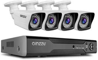 Комплект видеонаблюдения Ginzzu HK-446D 4 канала 2Mp 4 камеры