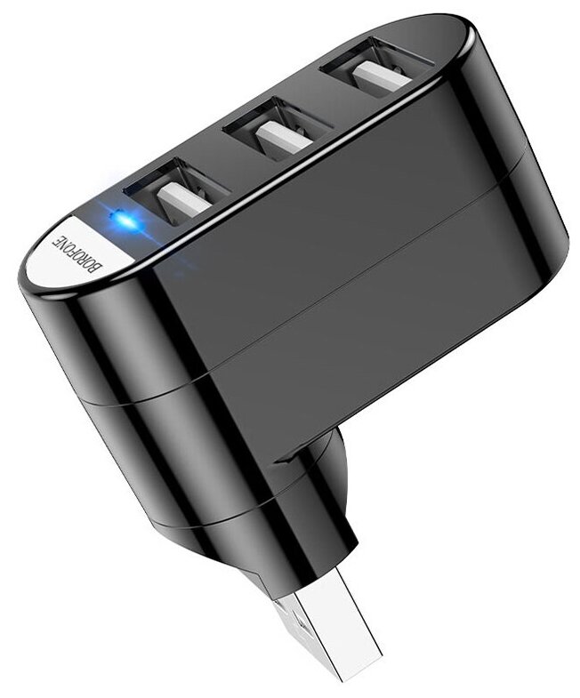 Переходник разветвитель на 3 USB BOROFONE DH3 поворот 180 three-port USB HUB