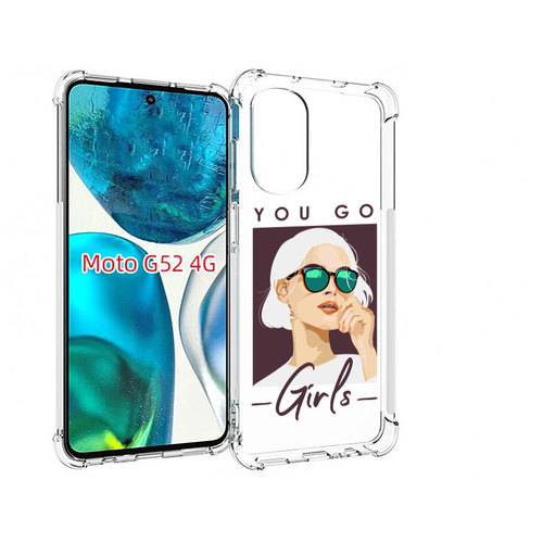 Чехол MyPads Девушка-в-очках-с-белыми-волосами женский для Motorola Moto G82 / Moto G52 задняя-панель-накладка-бампер