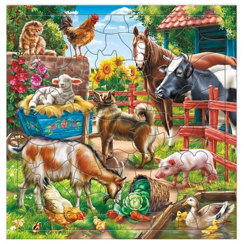 Пазл фигурный на подложке. 80 деталей. На ферме. 30х30,5 см. геодом puzzle пазл фигурный цветение сакуры