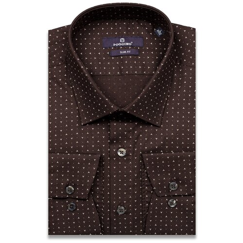 Рубашка Poggino 7013-16 цвет коричневый размер 50 RU / L (41-42 cm.)