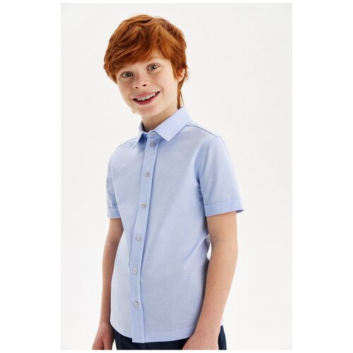 Рубашка Silver Spoon, размер 152, голубой сорочка el fa mei средней длины застежка пуговицы короткий рукав размер 50 голубой
