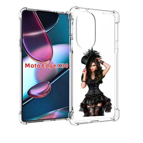 Чехол MyPads стройная-девушка-в-черном-платье для Motorola Moto Edge X30 задняя-панель-накладка-бампер