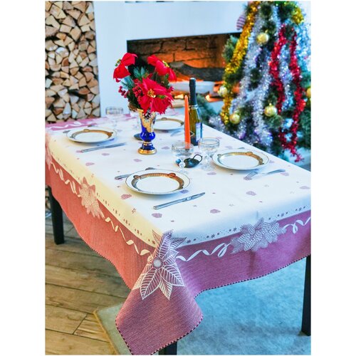 Скатерть новогодняя 140х180 см Vingi Ricami, гобеленовая