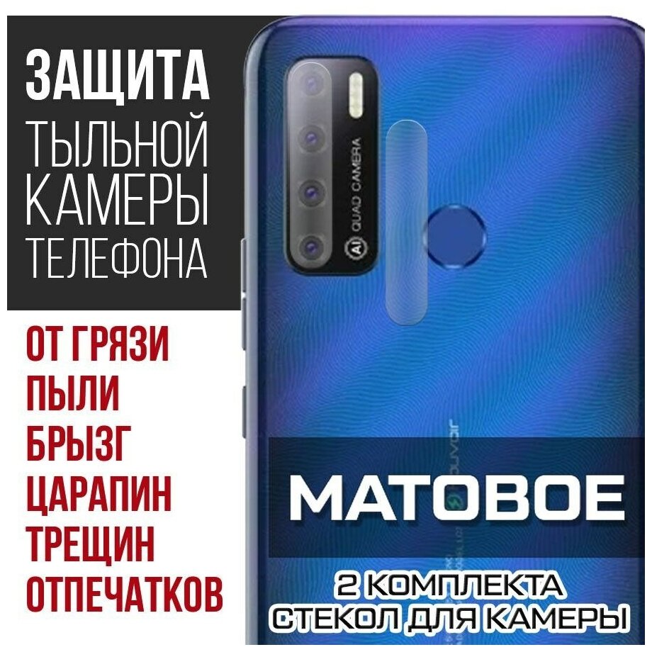 Стекло защитное гибридное матовое Krutoff для камеры Tecno Pouvoir 4 (2 шт.)