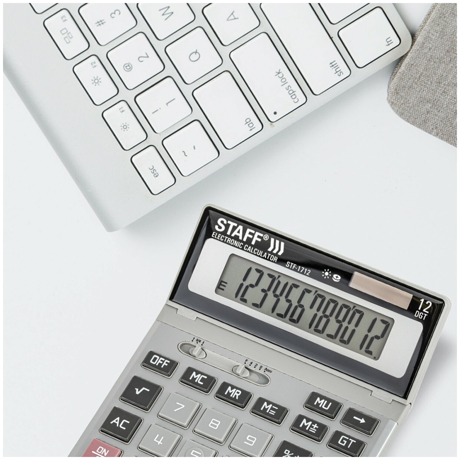 Калькулятор настольный металлический STAFF STF-1712 (200х152 мм), 12 разрядов, двойное питание, 250121 - фото №11
