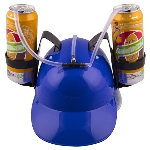 Каска для пива с держателями для банок /пивная каска с подставками под банки VITTOVAR, синяя каска пивная шлем рыцаря мужская футбольная с подставкой для банки пива с отверстиями под напитки