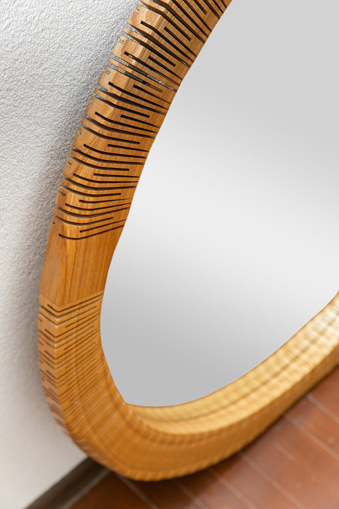 Круглое зеркало в раме из дуба. Зеркало в деревянной раме. - фотография № 8