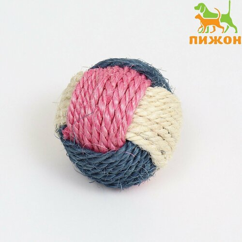 Шарик переплетеный из сизали 6 см белыйсинийрозовый 316₽
