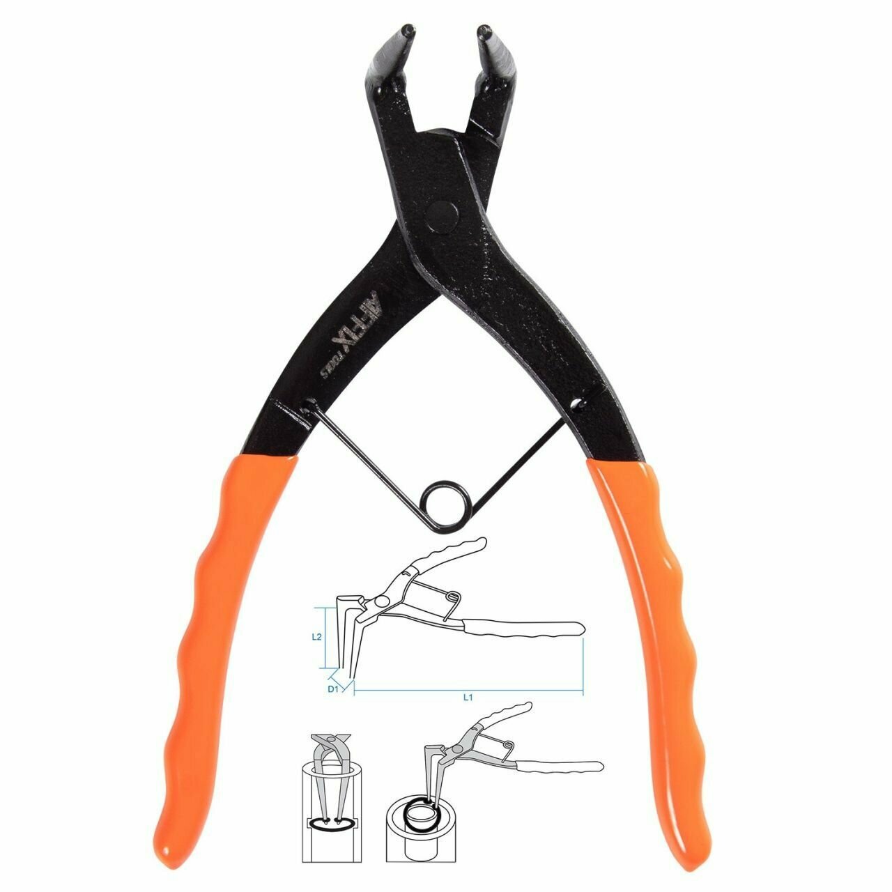 Съемник для стопорных колец AFFIX 180 мм загнутые удлиненные сжатие AF03320180L