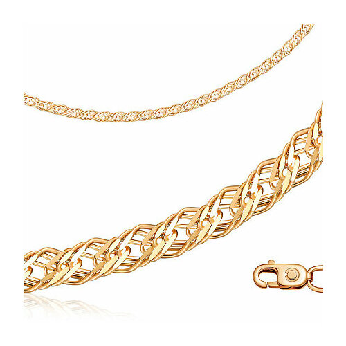 фото Браслет-цепочка бронницкий ювелир, красное золото, 585 проба, диаметр 5 см., длина 18 см. бронницкий ювелирный завод