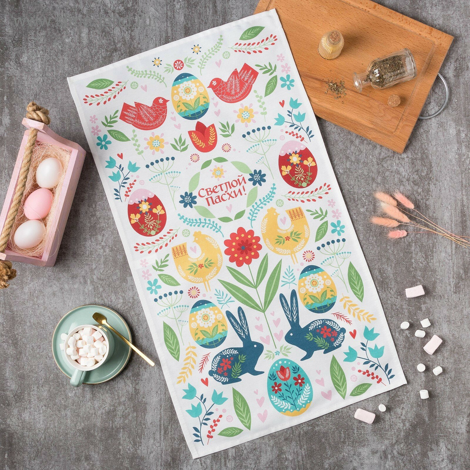 Полотенце кухонное Этель Пасхальная скандинавия 40х73 см 100% хлопок саржа 190 гр/м2