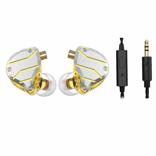 Внутриканальные наушники QKZ ZXN проводные Hi-Fi наушники 35 мм mini jack металлический желтый 1612₽