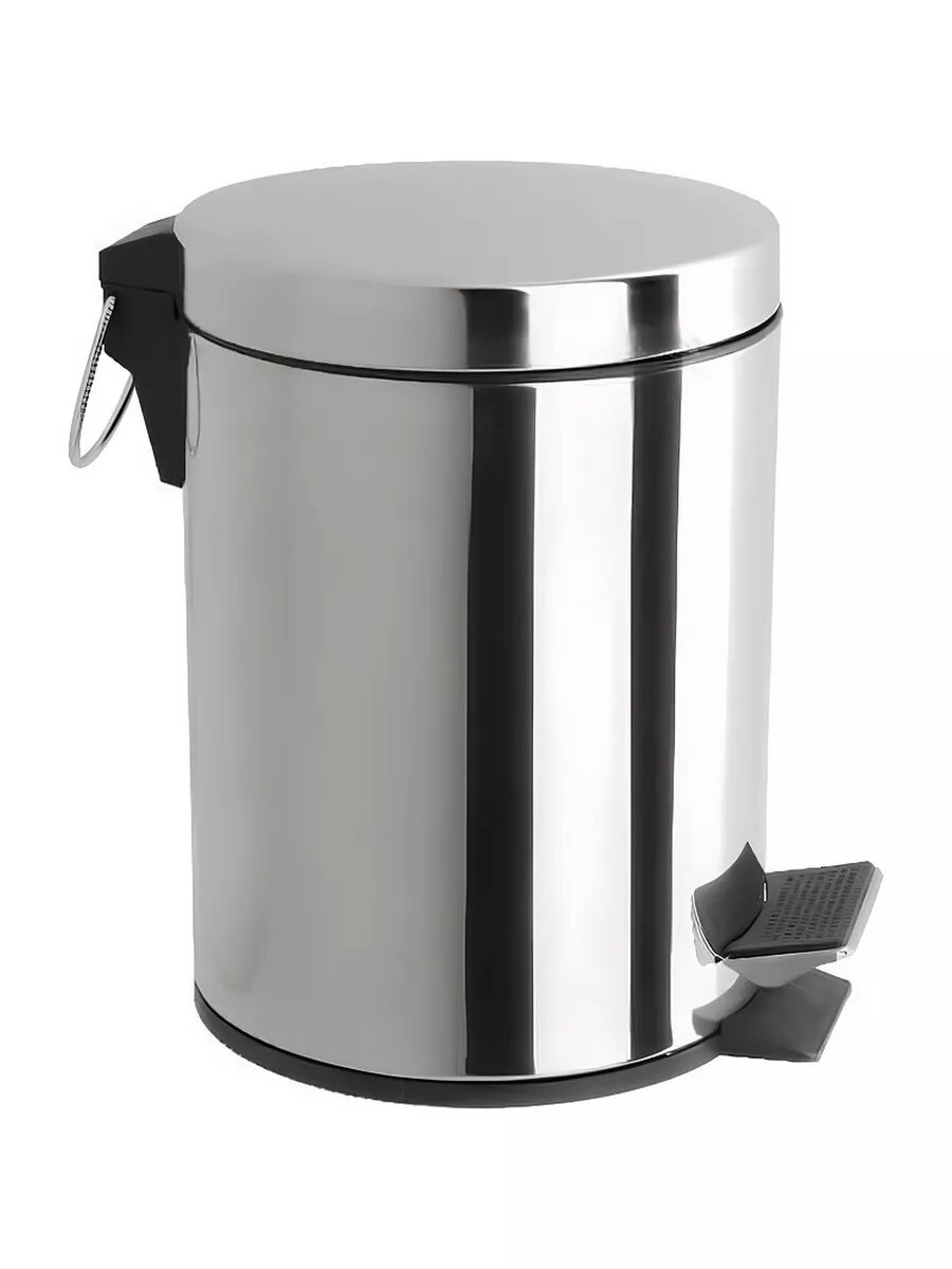 Мусорное ведро Frap F701 металлическое с педалью серебристый