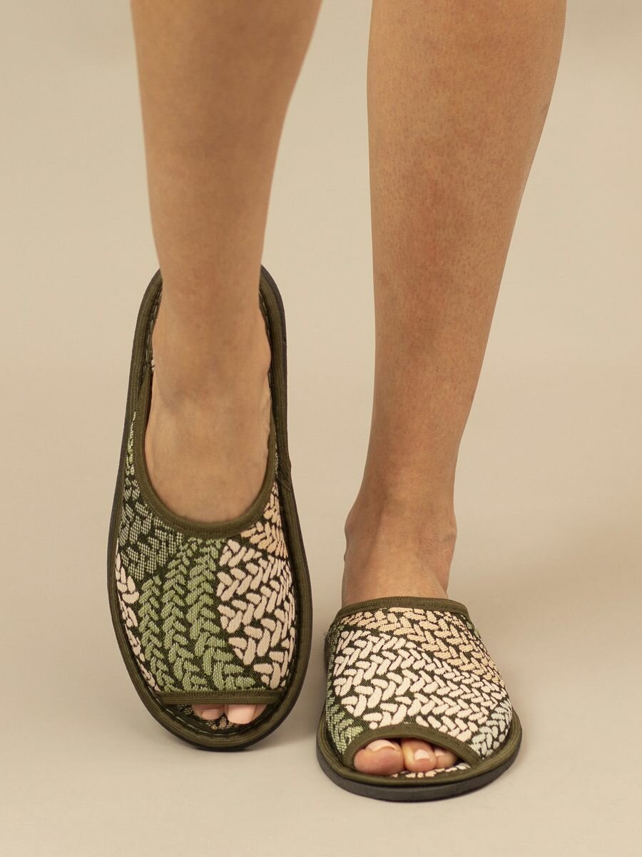 Тапочки ivshoes, размер 38-39, бежевый, зеленый, хаки