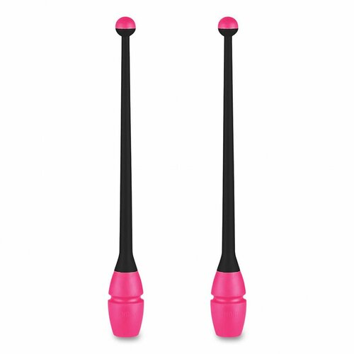 Булавы для художественной гимнастики INDIGO IN017-BKP, 36 см, пластик, каучук, 2шт, черный, розовый