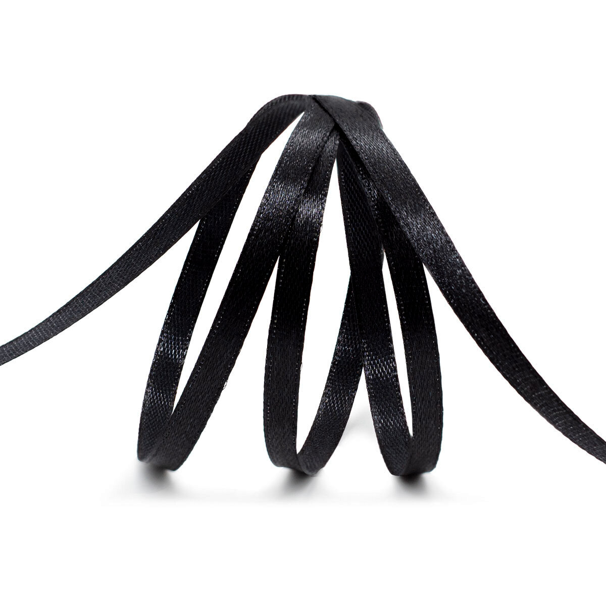 Лента атласная черная 6 мм*2286 м упаковочная для подарков рукоделия и шитья Айрис (160 черная)