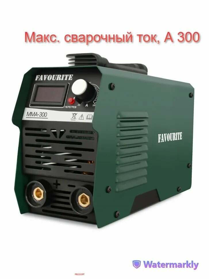 Сварочный аппарат инверторный / сварочный инвертор FAVOURITE MMA-300А с плечевым ремнем и цифровым дисплеем, 5.2 кВт, электрод до 5 мм, 60% ПВ