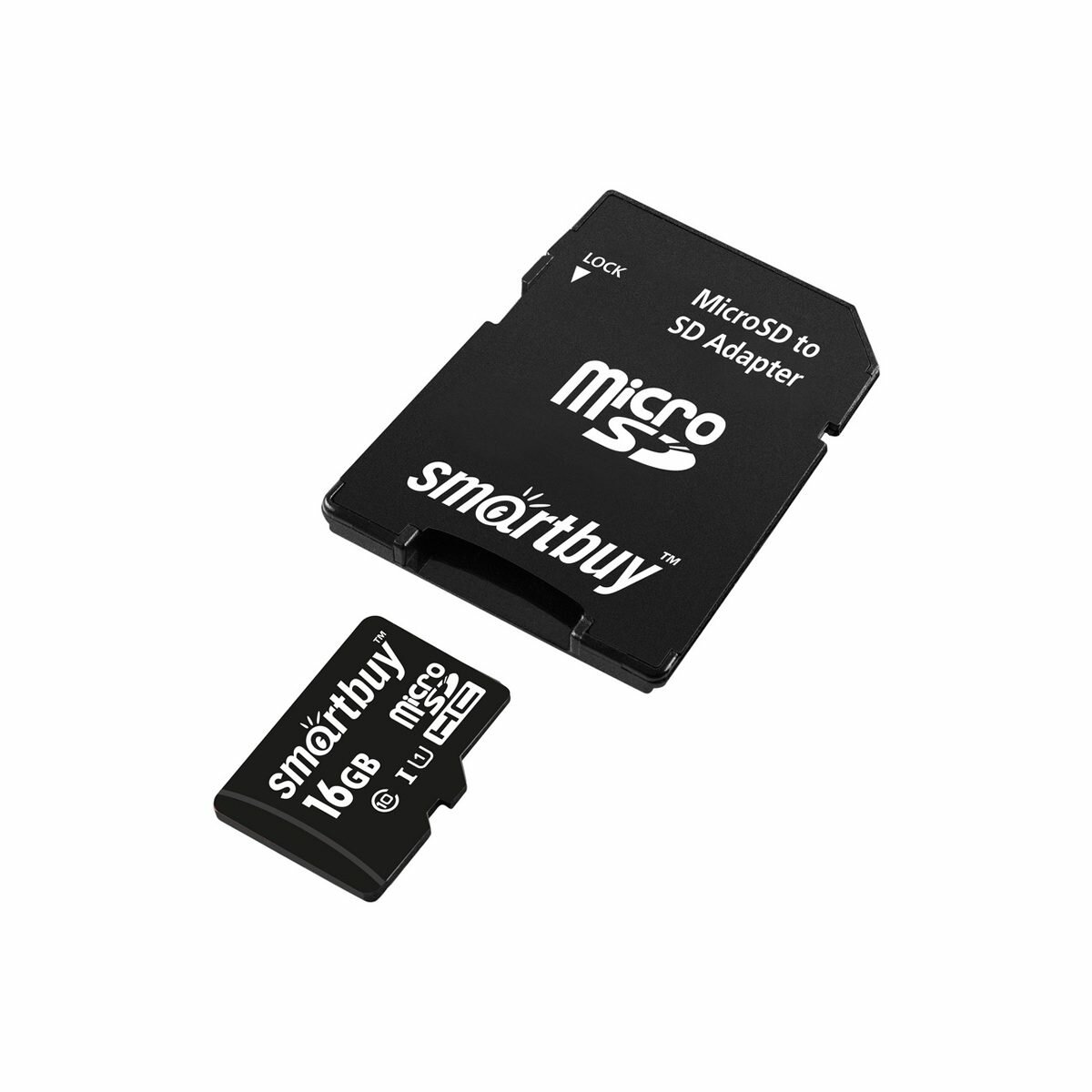 Карта памяти microSDHC SmartBuy 16Gb, Class 10, 10Мб/с (c адаптером SD) (SB16GBSDCL10-01)