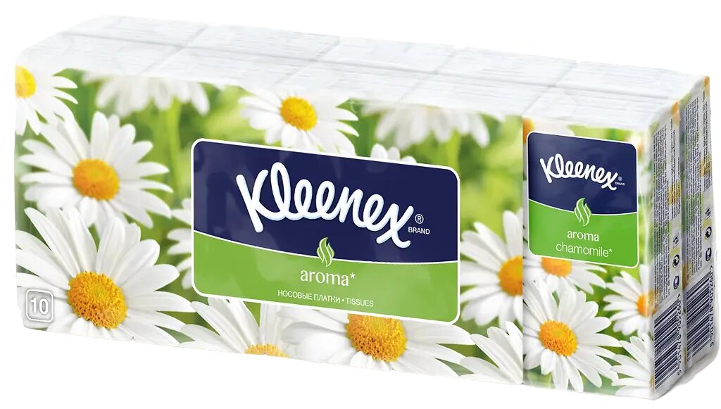 Kleenex Платки носовые бумажные ромашка 10х10 шт 1 уп