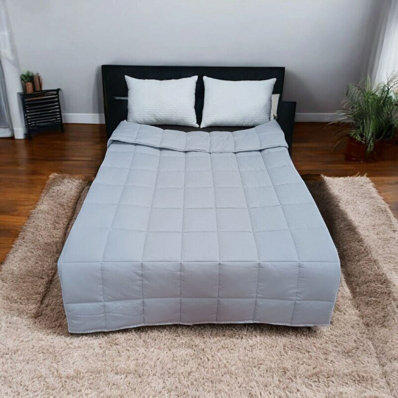 Одеяло LINENS, зимнее, 2-спальное, стеганое, цвет серый, ткань поплин, 195x215 см