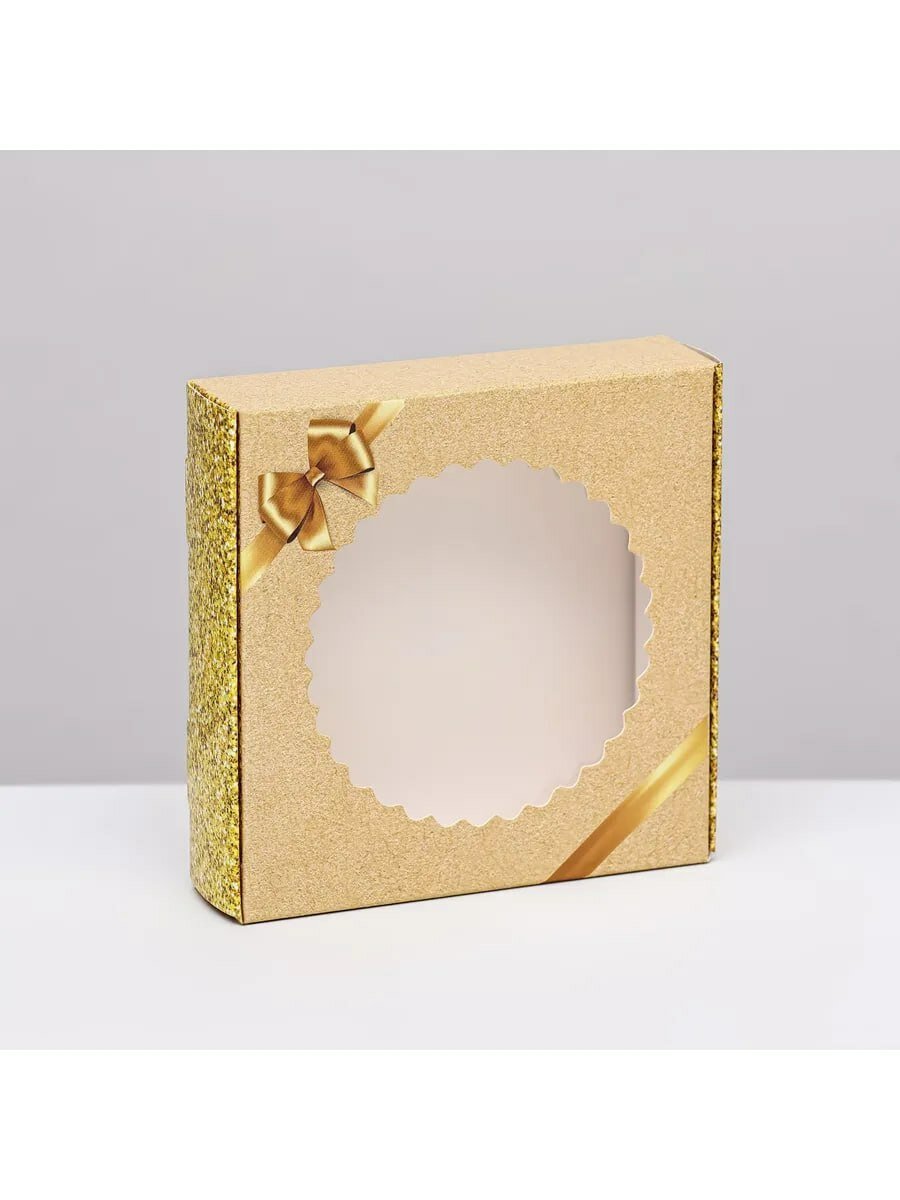 Подарочная коробка "бантик", для упаковки подарков. Размер 11,5*11,5*3