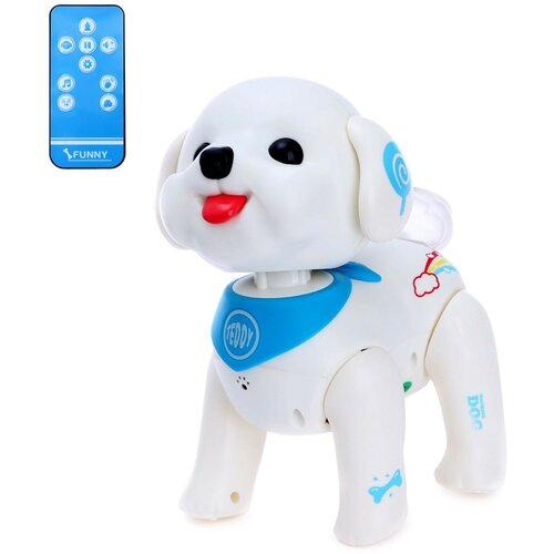 фото Робот собака «милый щенок», программируемый, на пульте управления, интерактивный: реагирует на хлопки, звук, свет, на батарейках, на русском языке россия