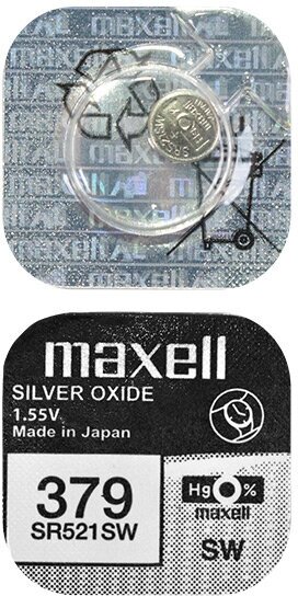 Батарейка Maxell 379 (SR521SW) BL1 Silver Oxide 1.55V, 1 шт