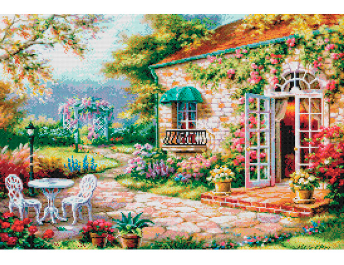 Набор для вышивания крестом Белоснежка "Цветущий сад" / Набор для вышивания 34.5х50 см / Дом / Цветы