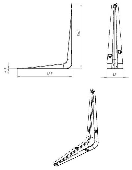 Кронштейн стальной, 125 х 150 мм, белый Сибртех