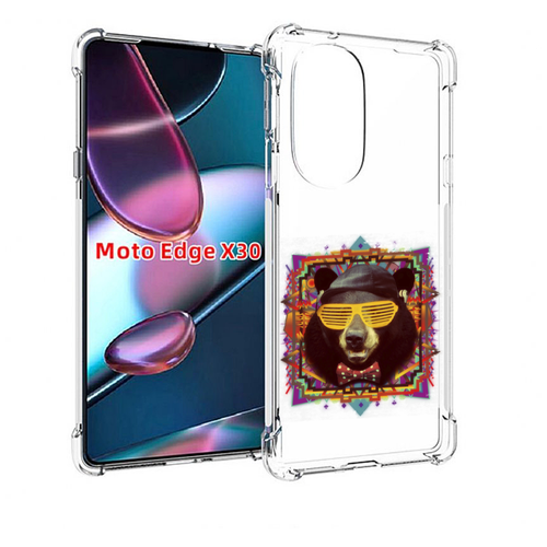 Чехол MyPads Медведь в очках для Motorola Moto Edge X30 задняя-панель-накладка-бампер