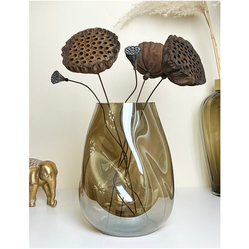 Сухоцветы для декора лотос 5 шт. 40 см ; Букет из сухоцветов; Стабилизированные цветы в скандинавском стиле; Декор для дома; Подарок на новоселье