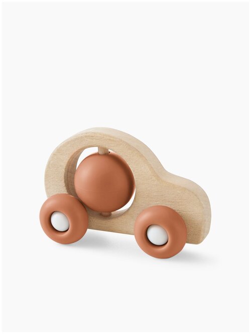 Прорезыватель Happy Baby Silicone teether wooden car, 20038, DARK ORANGE